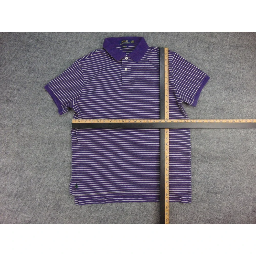 Polo Ralph Lauren Polo Mens Med Custom Fit Purple Striped Short Sleeve Preppy
